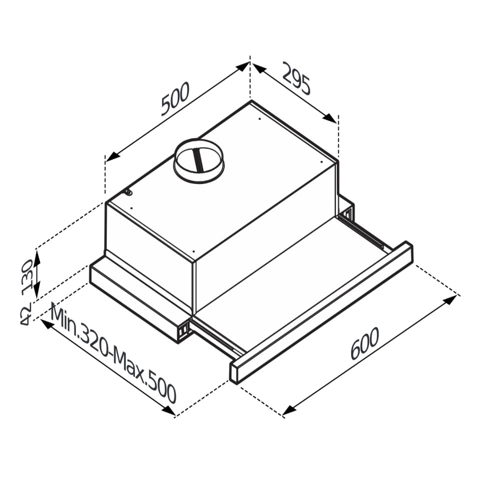 Абсорабатор плъзгащ с черно стъкло 60СМ N/ Inox Pyramis
