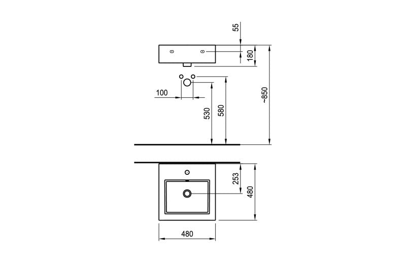 Умивалник 480x480x180, Geometry