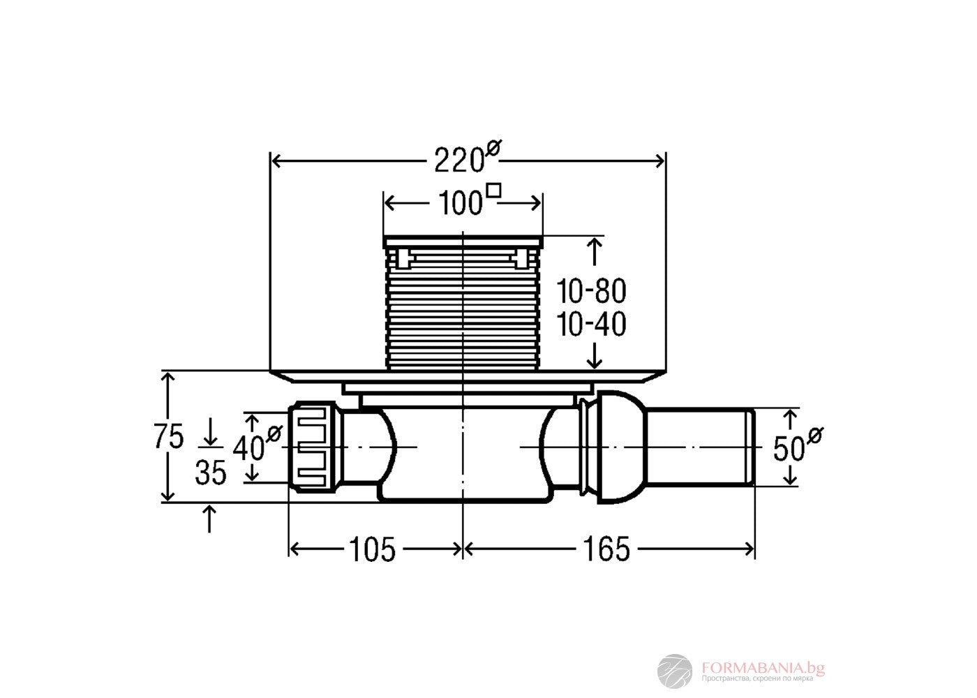 Viega Advantix подов сифон, рогов ф50 с клапа, хоризонтален 583217