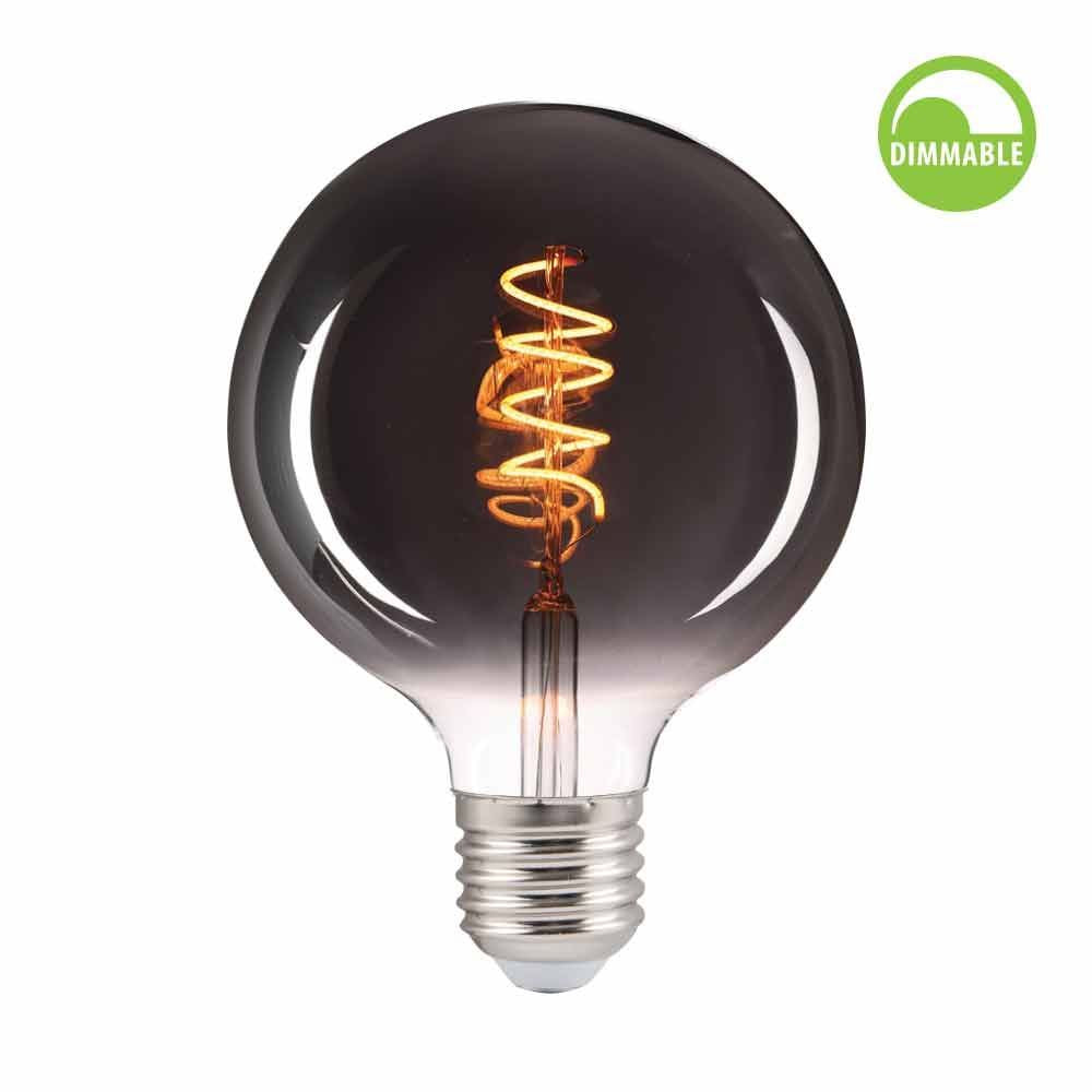LED лампа филамет VIVALUX FLICK SMOKE LED ∙ GFS95 ∙ 4W ∙ 100LM ∙ E27 ∙ 1800K ∙ димируема