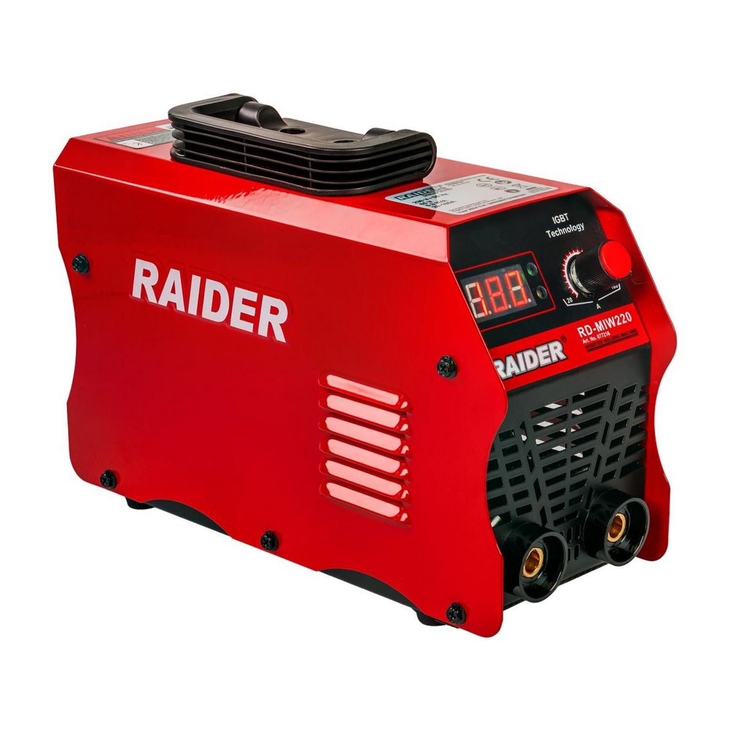 Инверторен електрожен Raider Power Tools RD-MIW220 Display, 077216 - 27.2 V, 20-180 A, 1.6-5 mm