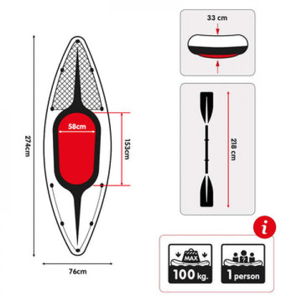 Каяк едноместен 274х76х33см/Limex 68305NP