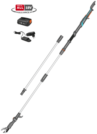 Гардена акум. телескопична ножица 360/18V P4A Set + батерия и зарядно 14776-20