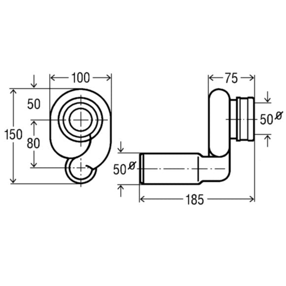 Вакуумен сифон за писоар ф50мм VIEGA 492465