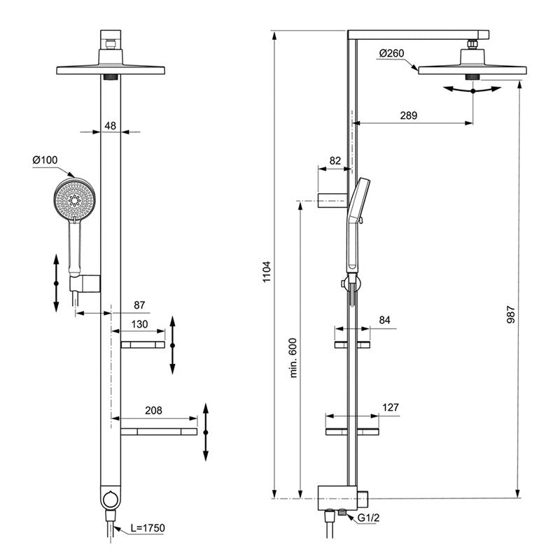 Душ система Ceraflow ALU + BD585XG/Ideal Standart