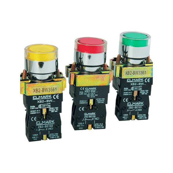 Бутон с LED индикатор EL2-BW 3371 230V зелен Elmark