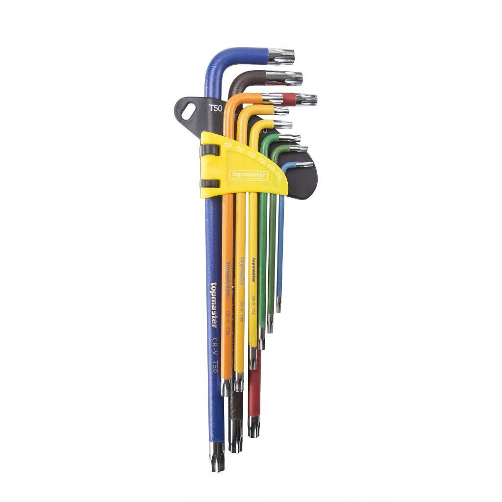 Комплект дълги цветни шестограми Torx Topmaster TT10-50 9бр