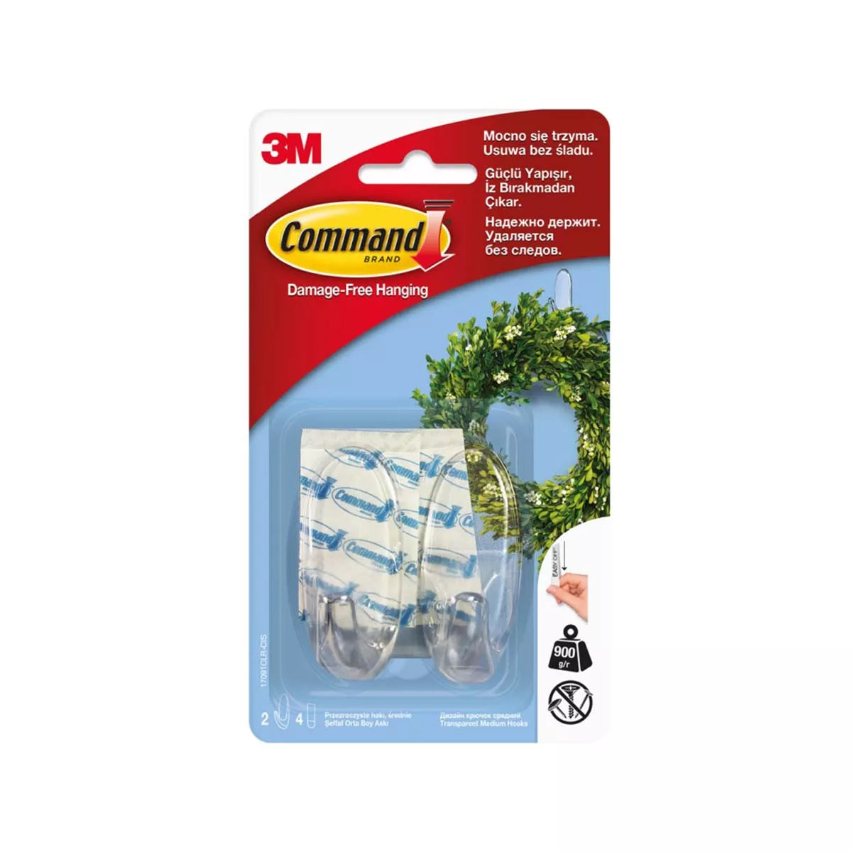 Закачалка овална-прозрозрачна 2бр.Command 17091/3M