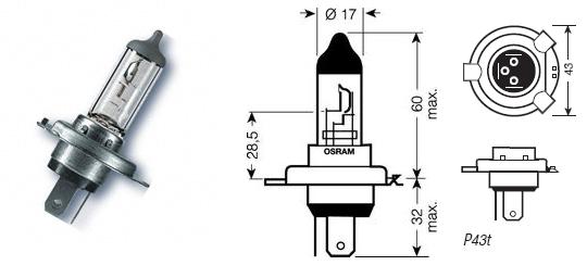 Aвтомобилна лампа H4 60/55w 12V P43T blister 251686/OSRAM 64193 CBN