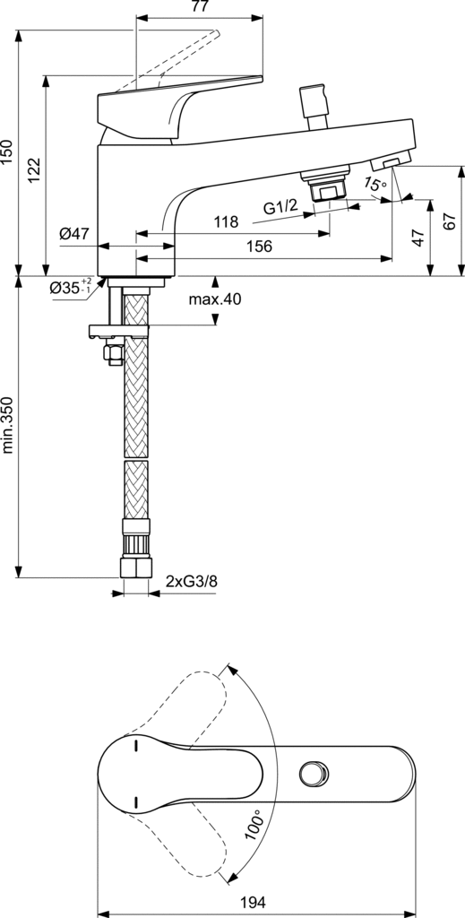 Стоящ смесител за вана/душ Cerabase BD060AA/Ideal Standart