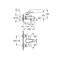 GROHE смесител за вана/душ без аксесоари  EuroEco/32743001