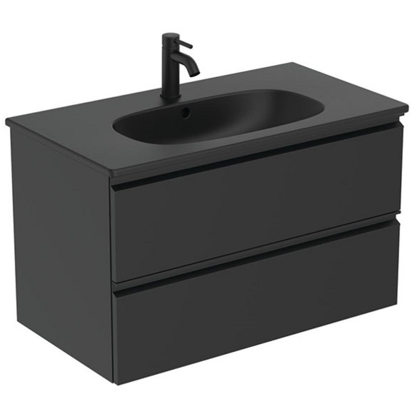 Шкаф за мивка 80 cm 2 чекмеджета, система с плавно затваряне + T3509V3 мивка за мебел 83 cm