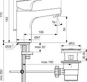 Cerabase стоящ смесител за умив.H80,пластм.изпразнител хром BC828AA/Ideal Standartт