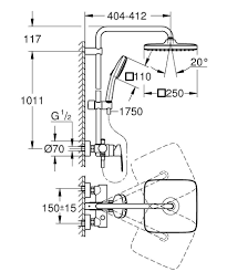 GROHE душ система с превключвател и тръбно окачване Tempesta Cube250/26692001