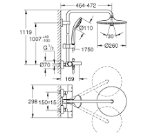 Душ система с термостат EUPHORIA SYSTEM 310 GROHE 26075001