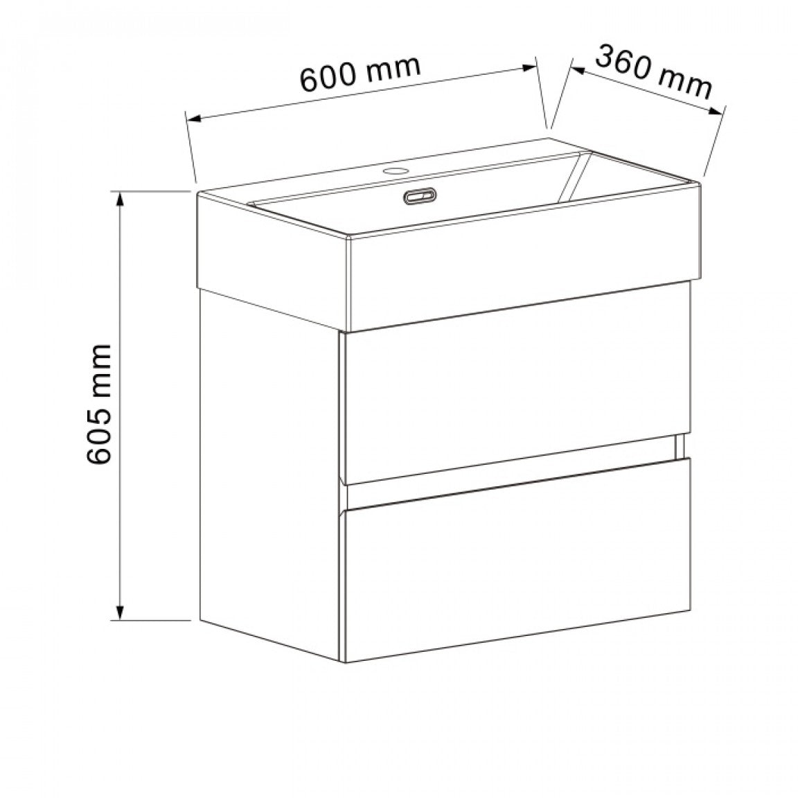 Долен PVC шкаф за баня  COMPACT 5845B с умивалник 6036MB