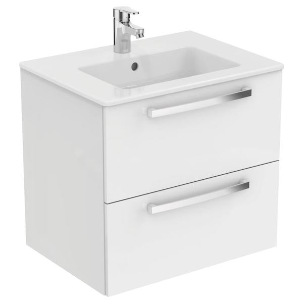 Конзолен шкаф за мивка Evrovit Tempo E3210WG Бял/Ideal Standart