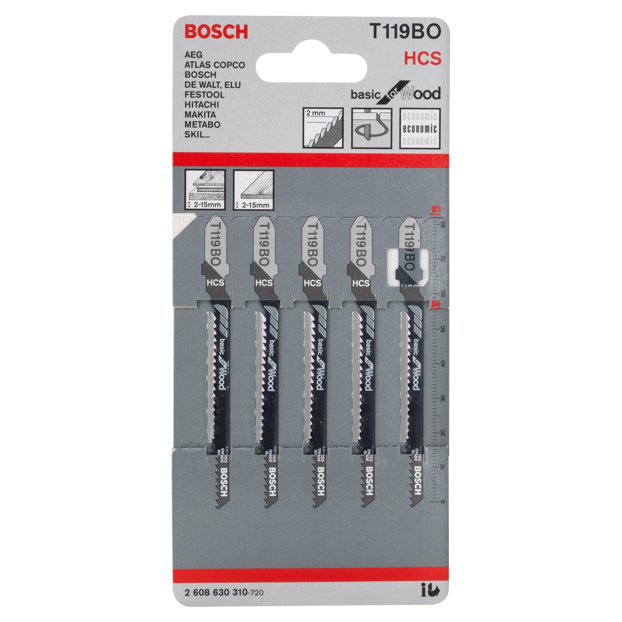 Комплект ножчета за пробивен трион за дърво Bosch T119BO 5бр