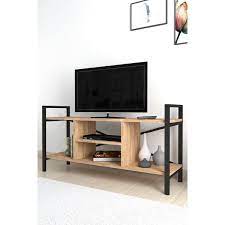 Limex 35299356 метален ТВ шкаф с ЛПДЧ рафта с дървесен декор /черен 120х61х36