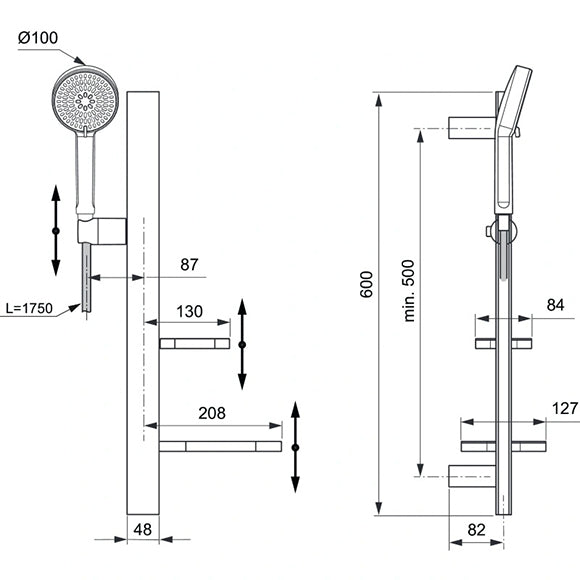 Душ комплект с полици ,черна коприна IDEALRAIN BD586XG ALU+/Ideal Standart