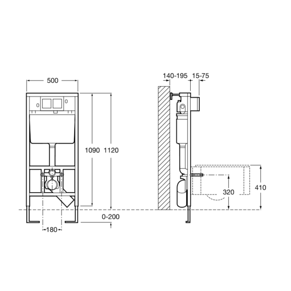 Структура и казан за вграждане DUPLO WC A890090020 + двоен бутон PL1/A890095001