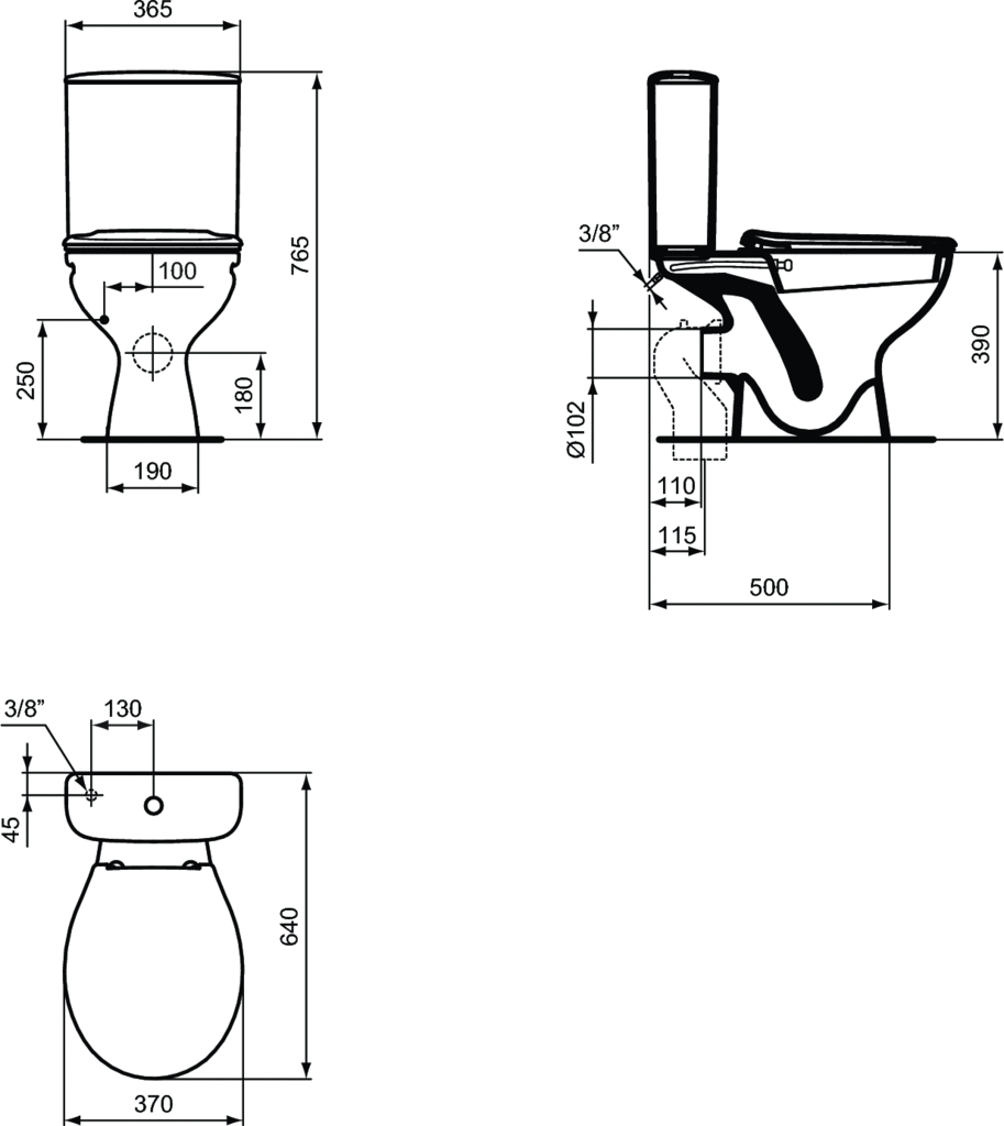 WC с бидетна функция Ulysse S/W835301 + Cerafine O смесител вграден за душ/A7192AA