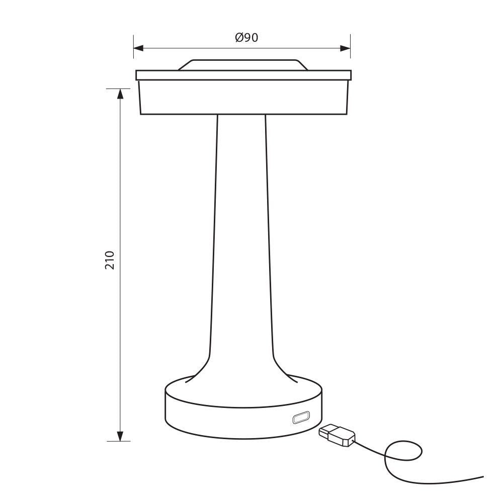 Настолна безжична LED лампа с акумулаторна батерия JULIE LED ∙ 2W ∙ димируема ∙ CCT ∙ 3000K-4000K-6400K