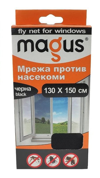 Magus мрежа за прозорци против насекоми 130х150см черна 81822