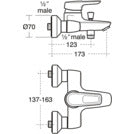 CeraMix Blue смесител за вана/душ стенен хром B9490AA/без акс./Ideal Standart