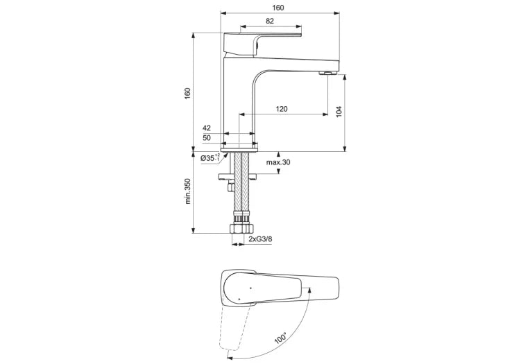 ESLA  смесител за умивалник стоящ хром BC223AA -Ideal Standart