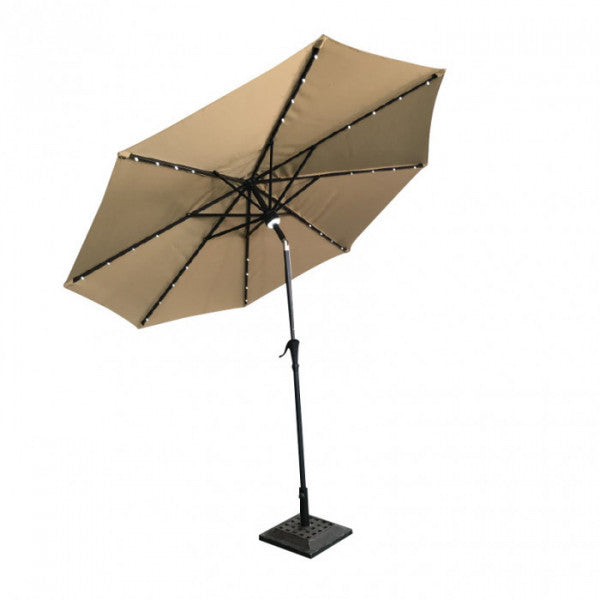 Градински чадър със соларно осветление и Bluetooth говорител Тaupe Limex